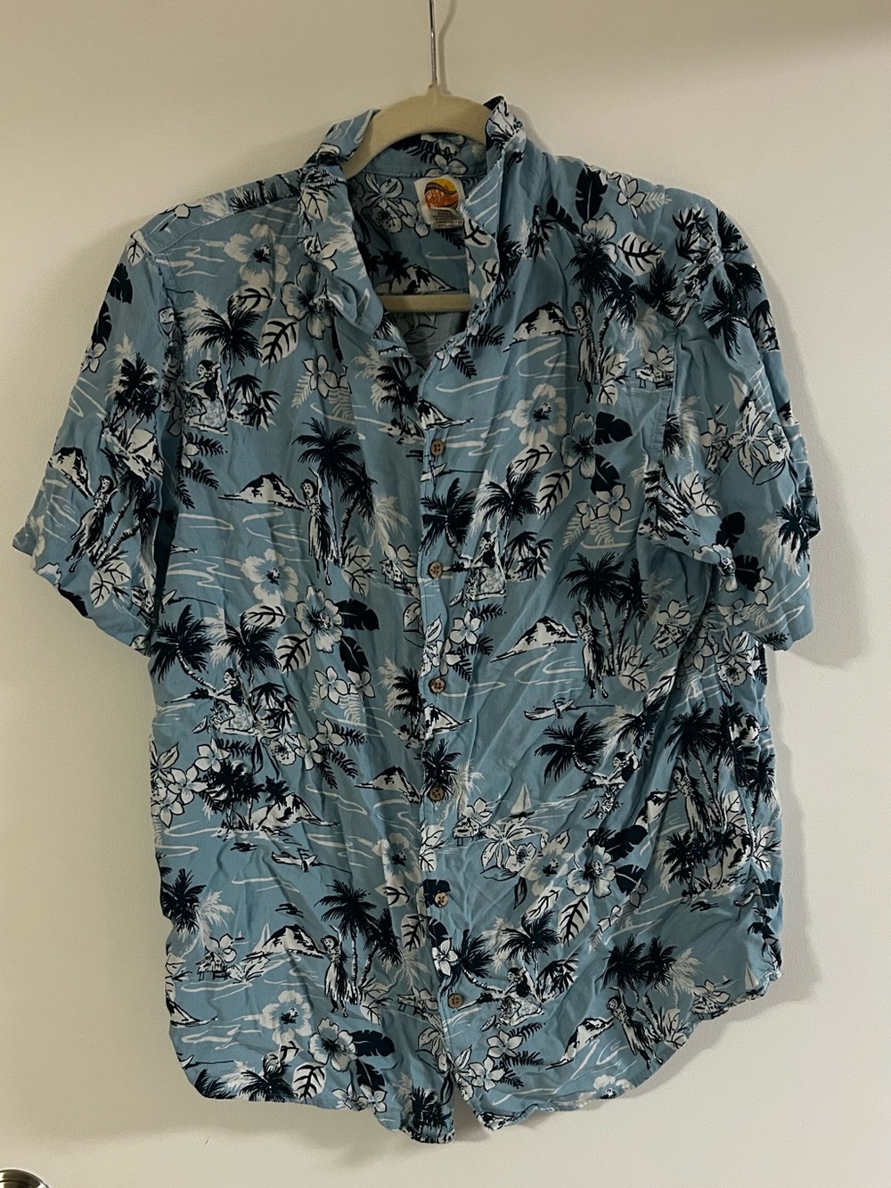 C&C California Light Blue Tropical Print Short Sleeve Shirt